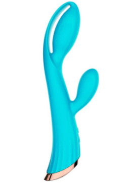 Vibromasseur bleu avec stimulateur de clitoris LRIS USB - LRISBLUE
